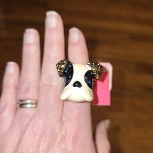 NWT Betsey Johnson Royal Engagement English Bulldog Ring